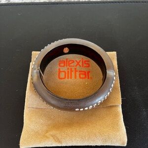 Alexis Bittar lucite bronze bangle with bronze and clear crystal embellishment